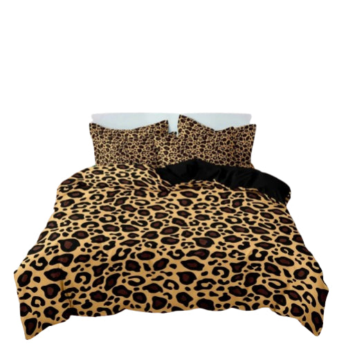Funda nórdica de 3 piezas con estampado de leopardo oscuro