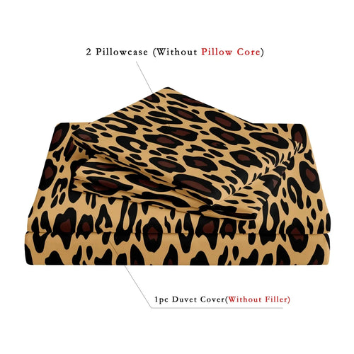 Funda nórdica de 3 piezas con estampado de leopardo oscuro