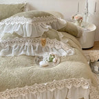 Juego de ropa de cama de terciopelo verde